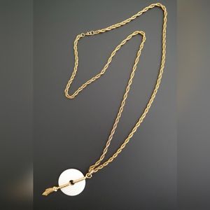Long Chained Monet Necklace with Ivory Disc